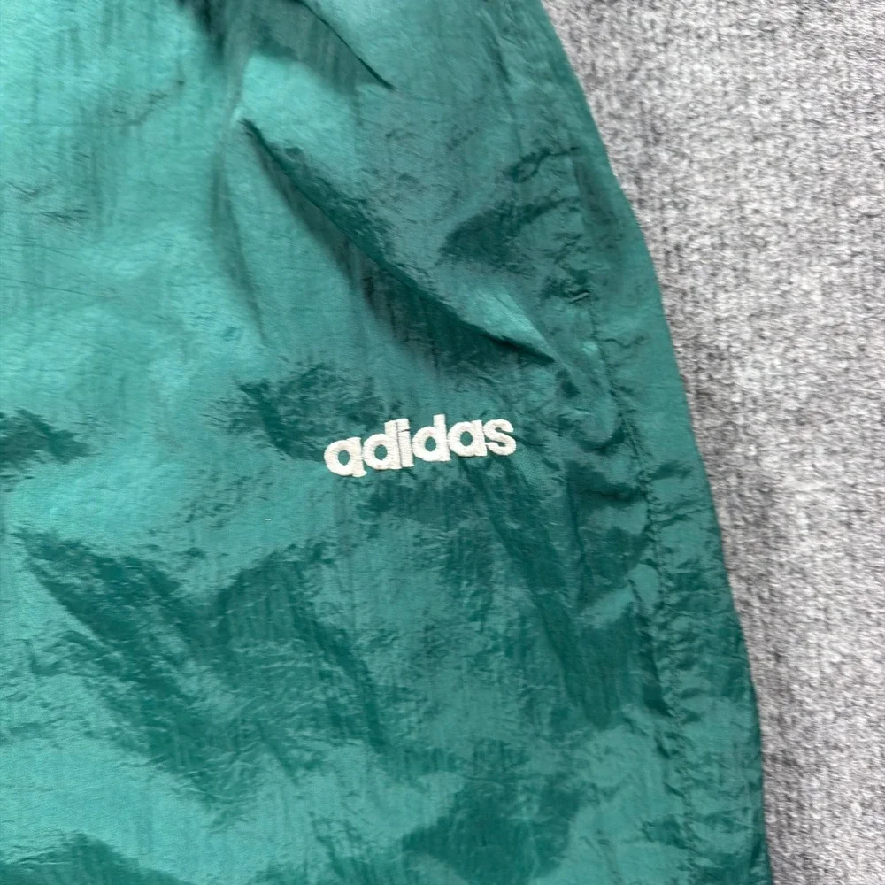 Vintage Adidas Nylon Track Pants Lined Mens XL Green Windbreaker Joggers Zipper